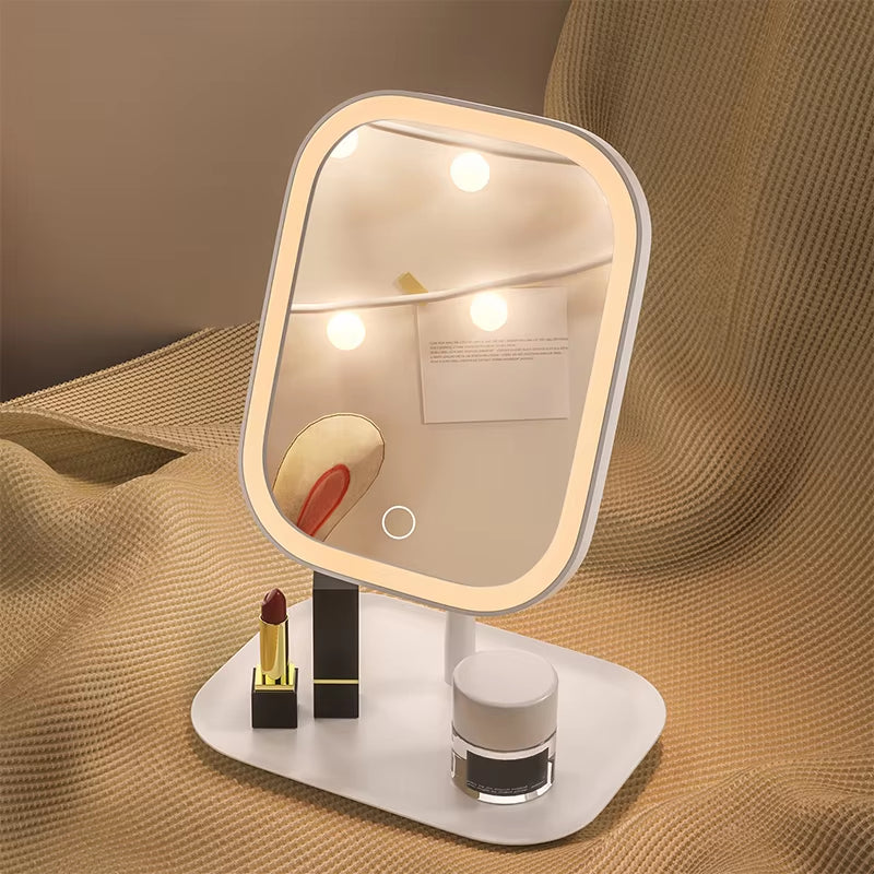 Illuminated Makeup Mirror with 3 Light Modes Dimmable Touch LED Table Model for Applying Makeup | Sansoti