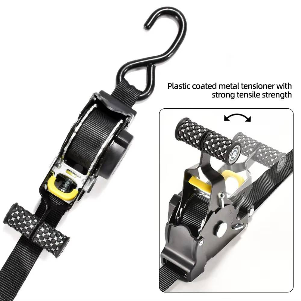 Self-Retracting Tie-Down Strap Set 2 Pieces 227kg Load Capacity Ratchet Tie-Down Strap Car Roof Cargo Securing Transport | Sansoti