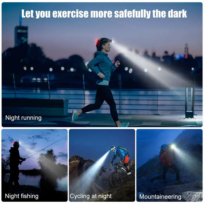 LED Headlamp Rechargeable 2000 Lumens with Zoom Function Waterproof Hands-Free Lighting for Hiking | Sansoti