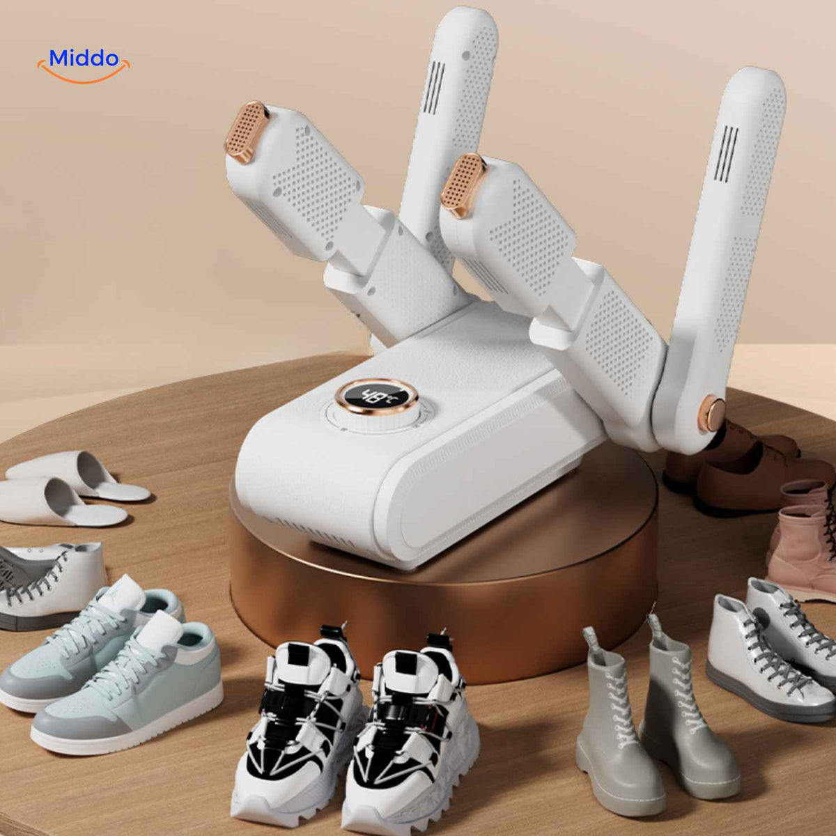 Foldable Electric Shoe Dryer 55-60°C Timer Leather Canvas Wool Gloves Helmets Quiet Compact | Sansoti