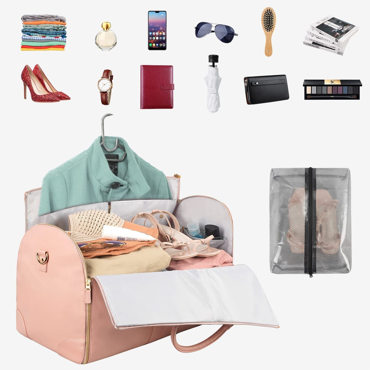Praktische faltbare Taschen für Reisen – zusammenklappbare Kleidertasche mit Organizer für Hemden und Jacken – leichtgewichtige, kompakte Gepäckschutzhülle | Sansoti