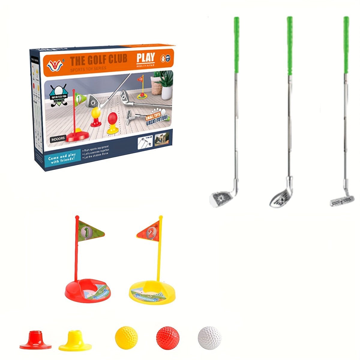 Kindergolfset mit verstellbaren Schlägern, Zielen und Bällen für das Motorik- und Koordinationstraining drinnen und draußen | Sansoti