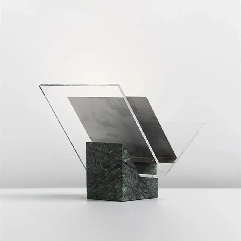 Revistero de mármol y acrílico, 27cm, organizador de escritorio, estantería de almacenamiento, moderno para oficina | Sansoti