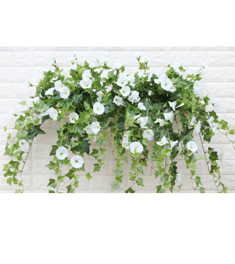 Künstliche Kletterpflanze 90 cm mit 44 Blüten, UV-beständig, für Balkon, Garten und Wohnzimmer, Dekoration als Kunstblume und Hängepflanze | Sansoti