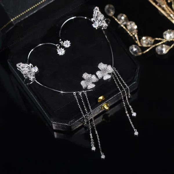 Schmetterlings-Ohrstecker mit Zirkonia, hypoallergen, vergoldet, elegante Geschenkidee für Damen | Sansoti