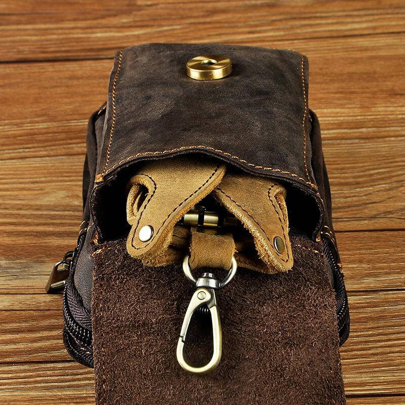Herren-Ledergürteltasche – Vintage-Bauchtasche aus echtem Leder mit verstellbarem Riemen – braune Crossbody-Tasche für den täglichen Gebrauch | Sansoti