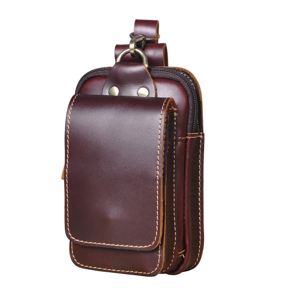 Herren-Ledergürteltasche – Vintage-Bauchtasche aus echtem Leder mit verstellbarem Riemen – braune Crossbody-Tasche für den täglichen Gebrauch | Sansoti