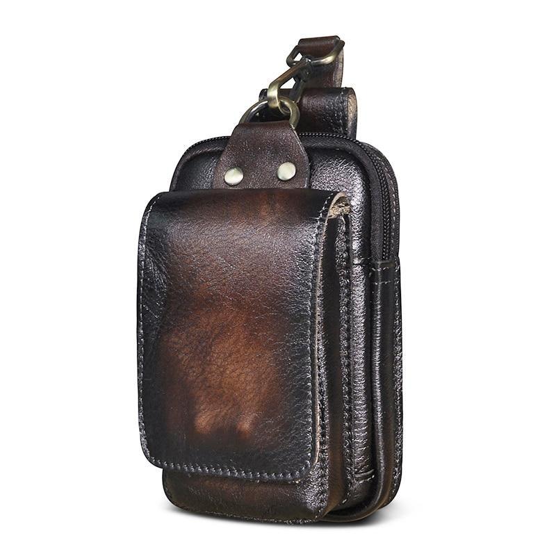 Herren-Ledergürteltasche – Vintage-Bauchtasche aus echtem Leder mit verstellbarem Riemen – braune Crossbody-Tasche für den täglichen Gebrauch | Sansoti