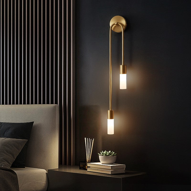Linear LED Wall Light Gold 2-Light Modern Scandinavian Design Warm White Lighting Living Room Bedroom | Sansoti