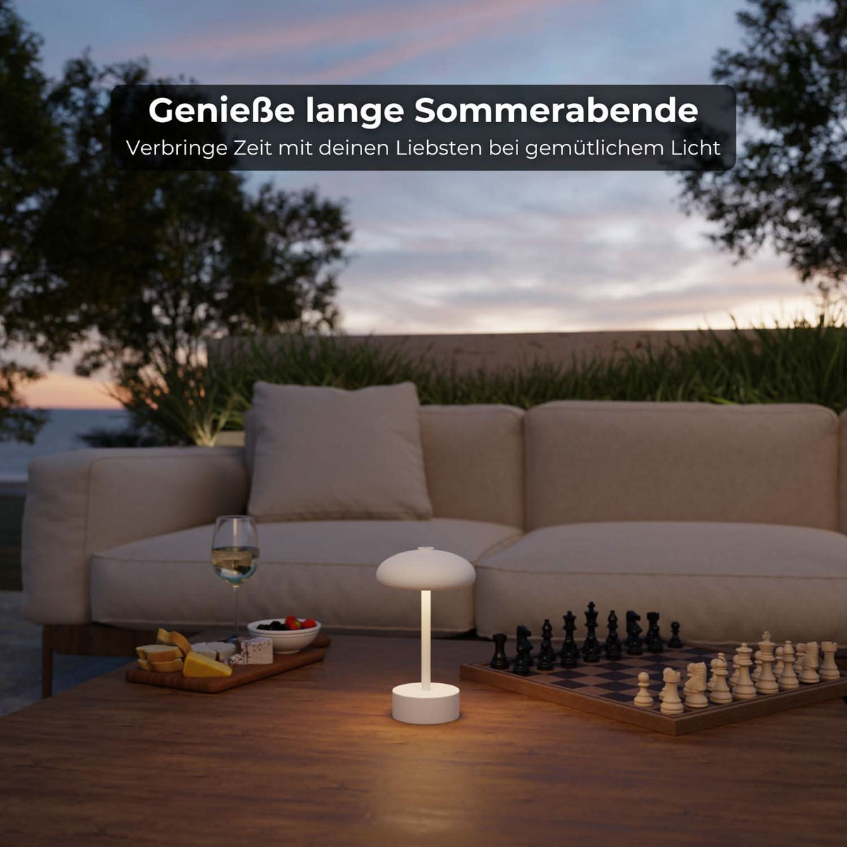 Bezprzewodowa lampka stołowa, ładowana, IP54, 2700 K, czarno-biała, piaskowa, 23 cm | Sansoti