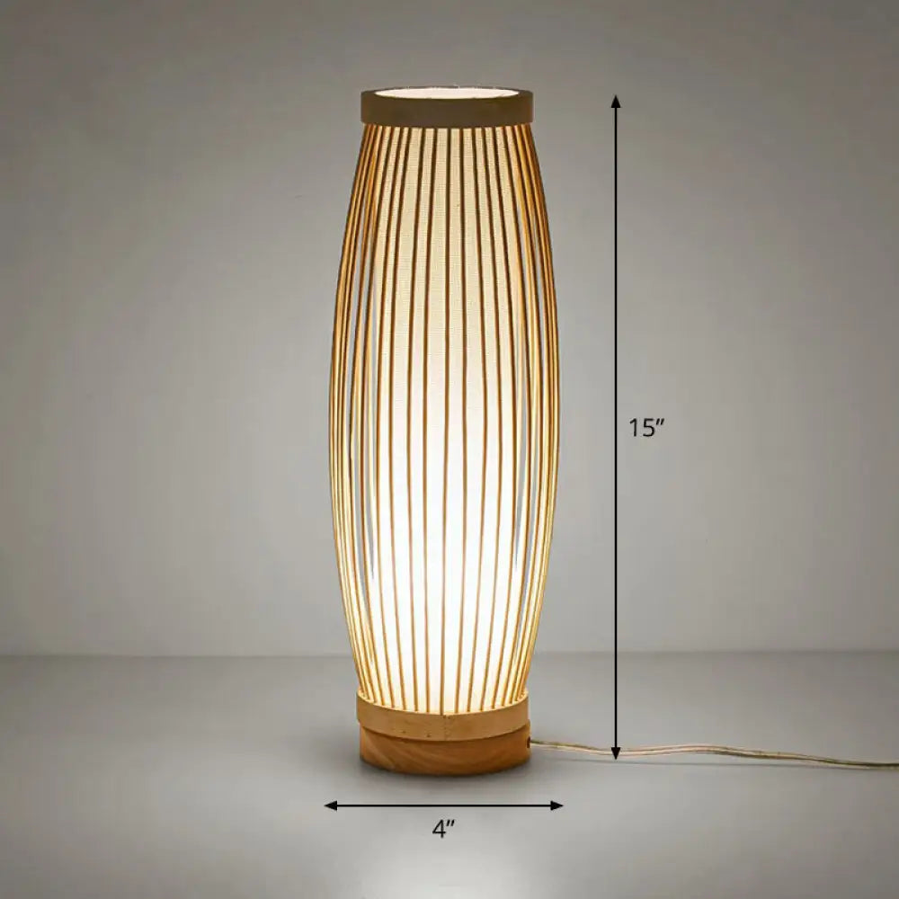 Bamboo Table Lamp Oriental Style Natural Wood Base Ambient Lighting Tea Corner Asian Design Living Room | Sansoti