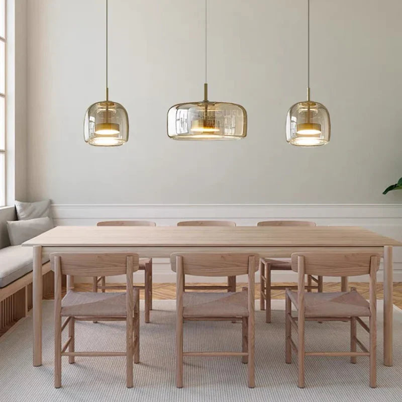 Glas Pendelleuchte mit LED Beleuchtung Modernes Design Wohnzimmer Schlafzimmer | Sansoti