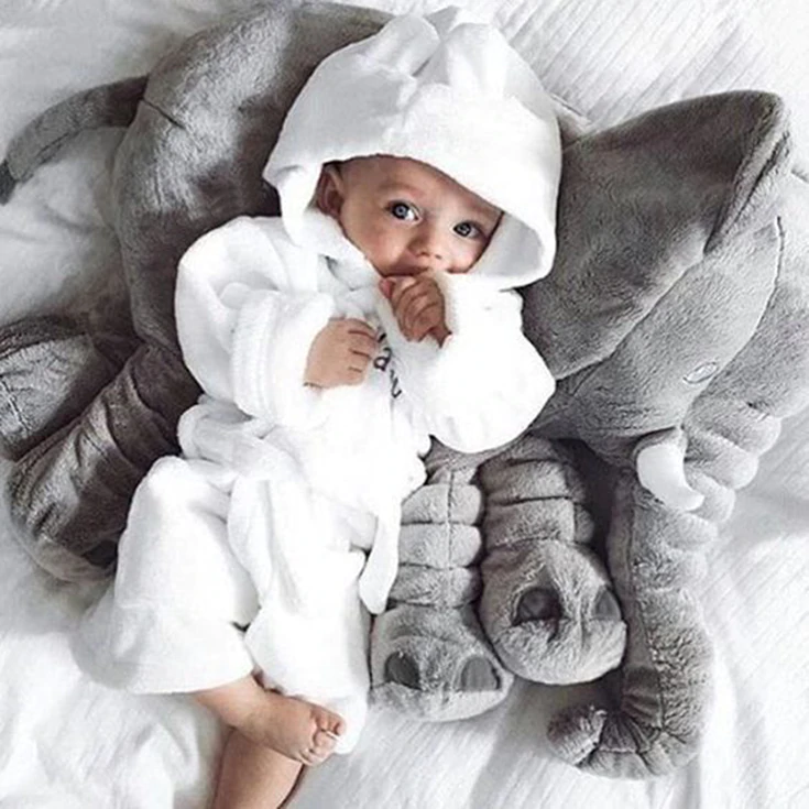 Coussin bébé éléphant en peluche douce 40 cm ou 60 cm peluche pour calme et sommeil | Sansoti