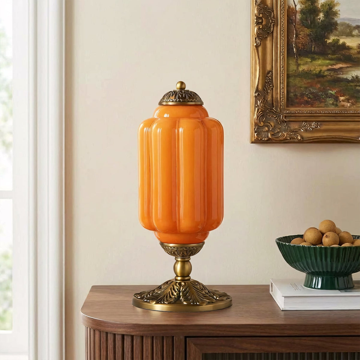 Lampes de table rétro en verre crème texturé – Style vintage français avec cadre en laiton ou noir | Sansoti