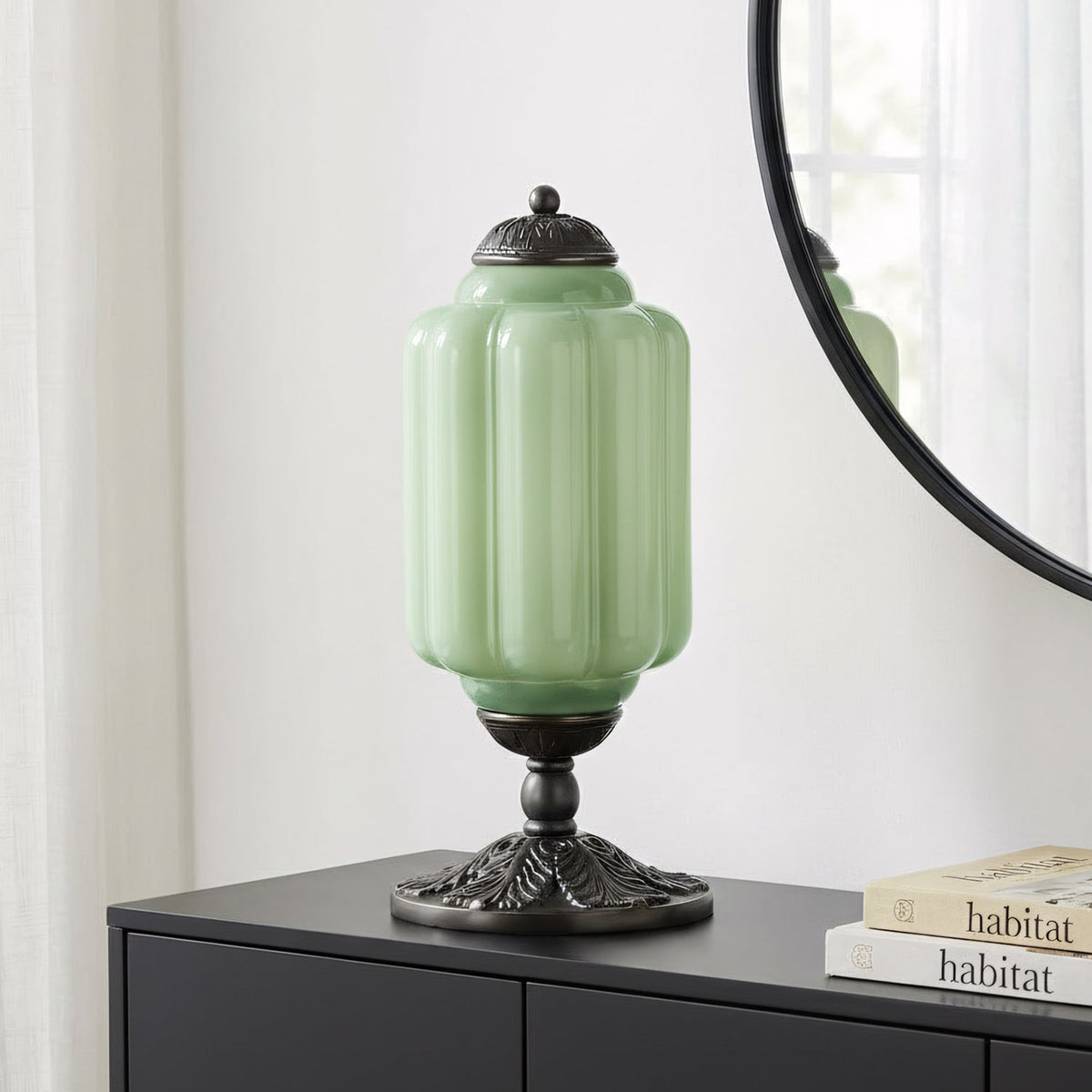 Lampes de table rétro en verre crème texturé – Style vintage français avec cadre en laiton ou noir | Sansoti