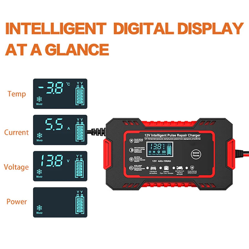 Intelligente Acculader 12V 6A met Pulshersteltechnologie voor Auto Motor Boot Camper Caravan Accu Onderhoud | Sansoti