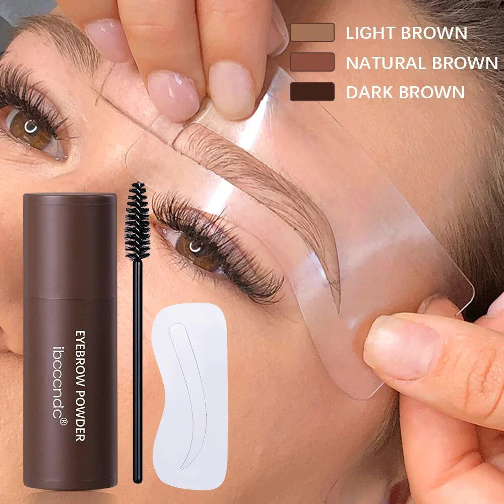 Augenbrauen-Stempel-Styling-Set für perfekte Brauen mit Schablonen und Puder, natürlicher Look, tägliche Anwendung | Sansoti