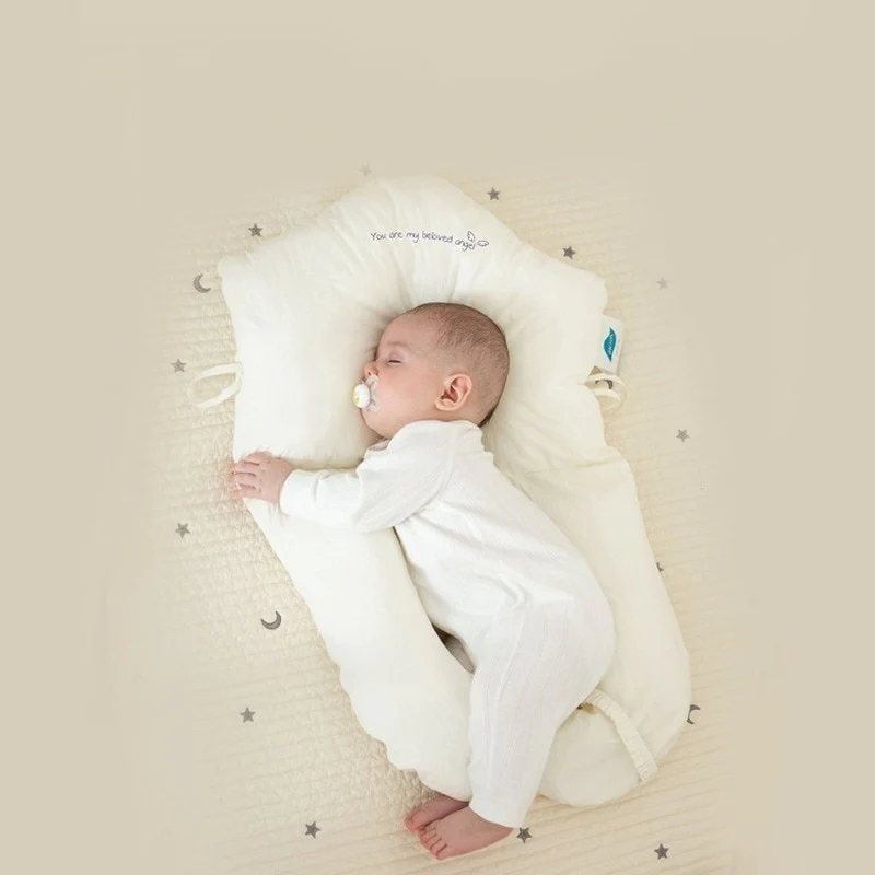 Ergonomisches Babykissen Baumwolle Memory Foam 72x42cm Kopfstütze 0-2 Jahre Wiegenkissen Hypoallergen Neugeborene | Sansoti