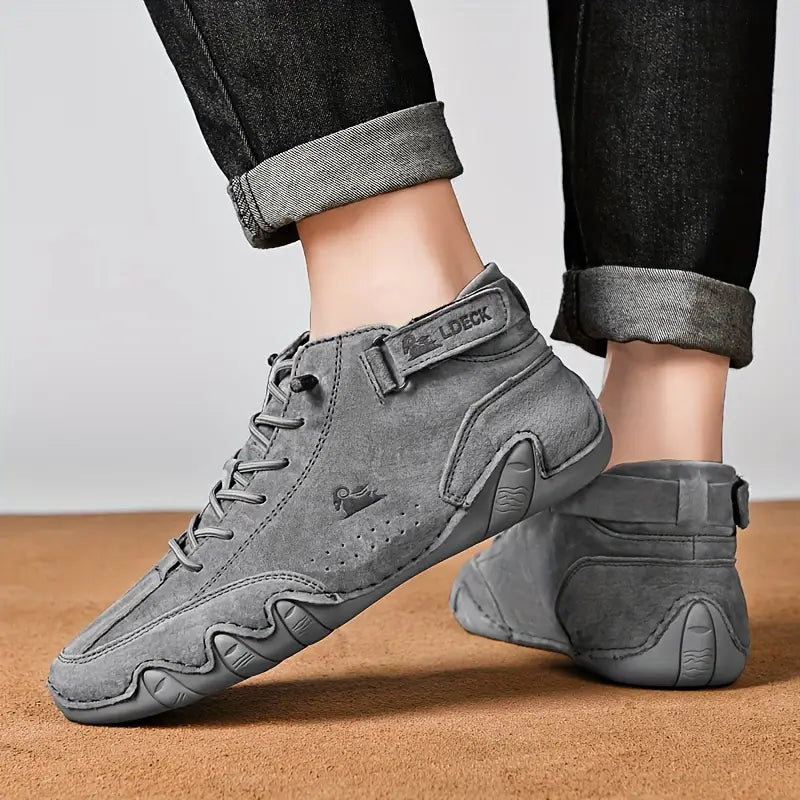 Waterproof Men's Boot Shoes with High Shaft and Elastic Closure Faux Leather Rugged Streetwear | Sansoti