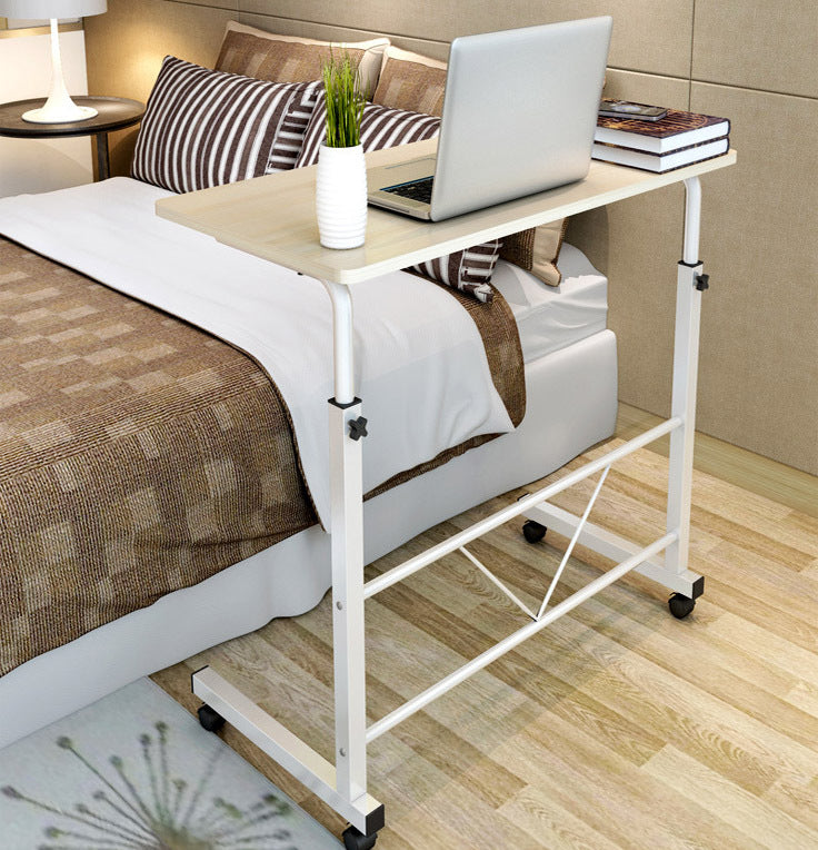Tablette pour Ordinateur Portable Réglable sur Roulettes Blanc Acier Bois Hauteur Ajustable Table d'Appoint Canapé | Sansoti