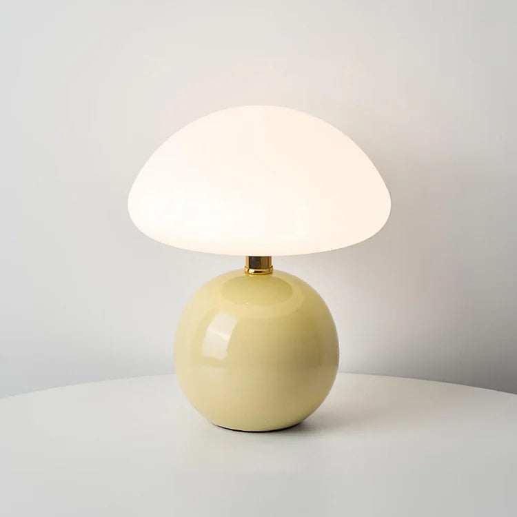 French ceramic mushroom table lamp with adjustable warm light in Bauhaus style | Sansoti
