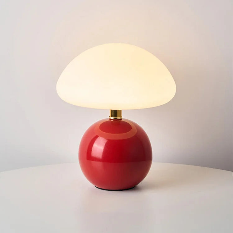 French ceramic mushroom table lamp with adjustable warm light in Bauhaus style | Sansoti