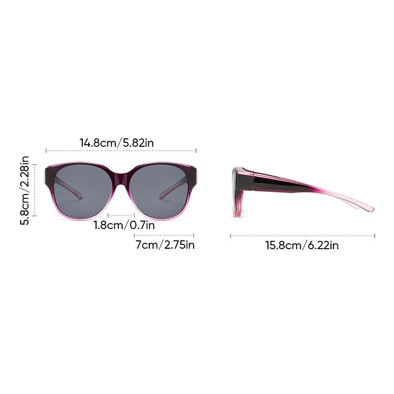 Aufsteck-Sonnenbrille polarisiert UV400 Cat-Eye Damen Herren universell über Brille tragbar Kunststoff klare Linse | Sansoti