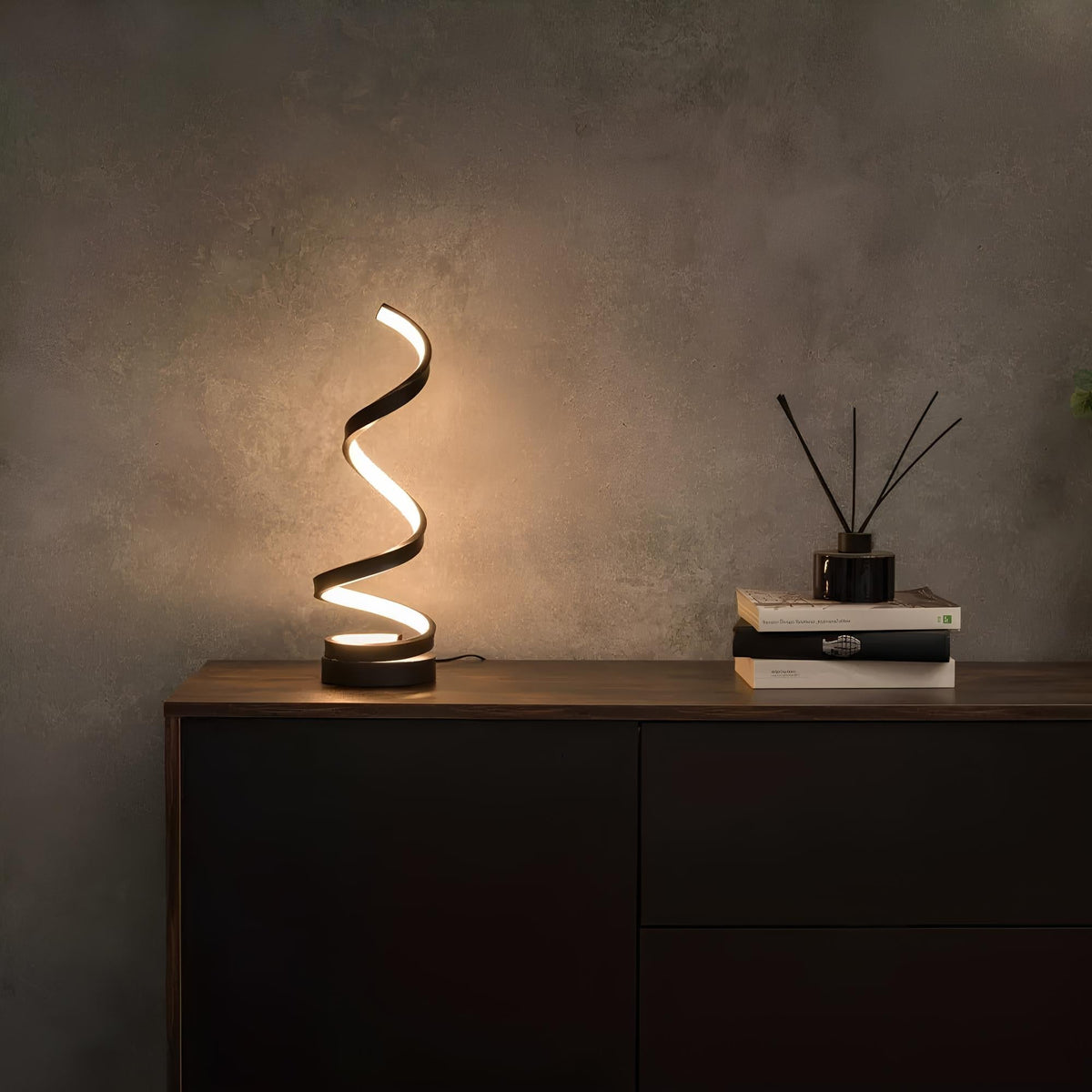 Spiral Metal Table Lamp Dimmable 3 Light Colors Warm Neutral Cool White Modern Ambient Lamp Desk Lamp | Sansoti