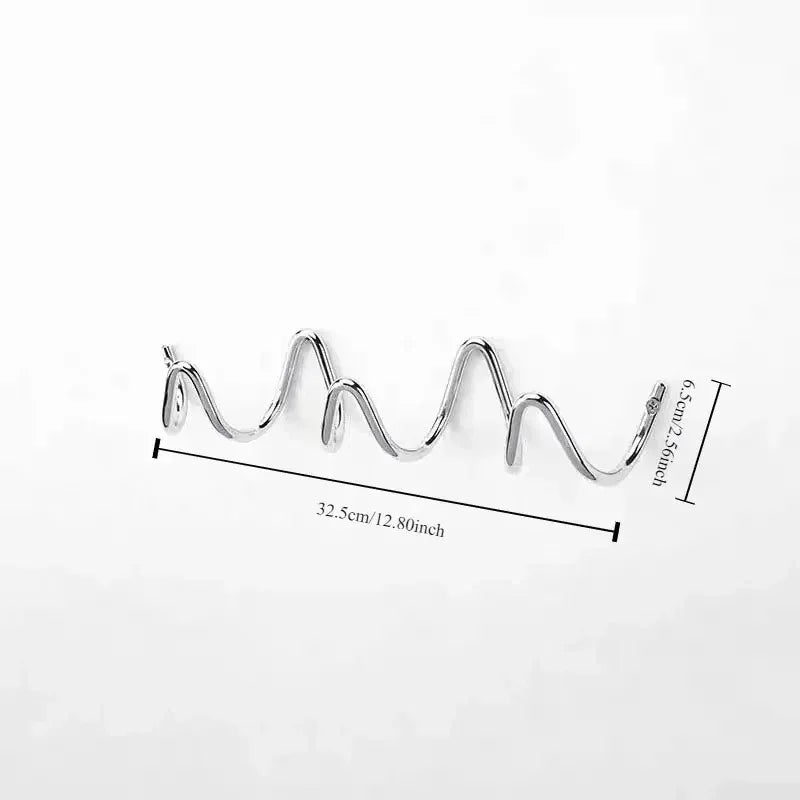 Perchero de pared de metal, diseño ondulado, con 3 o 5 ganchos, moderno | Sansoti