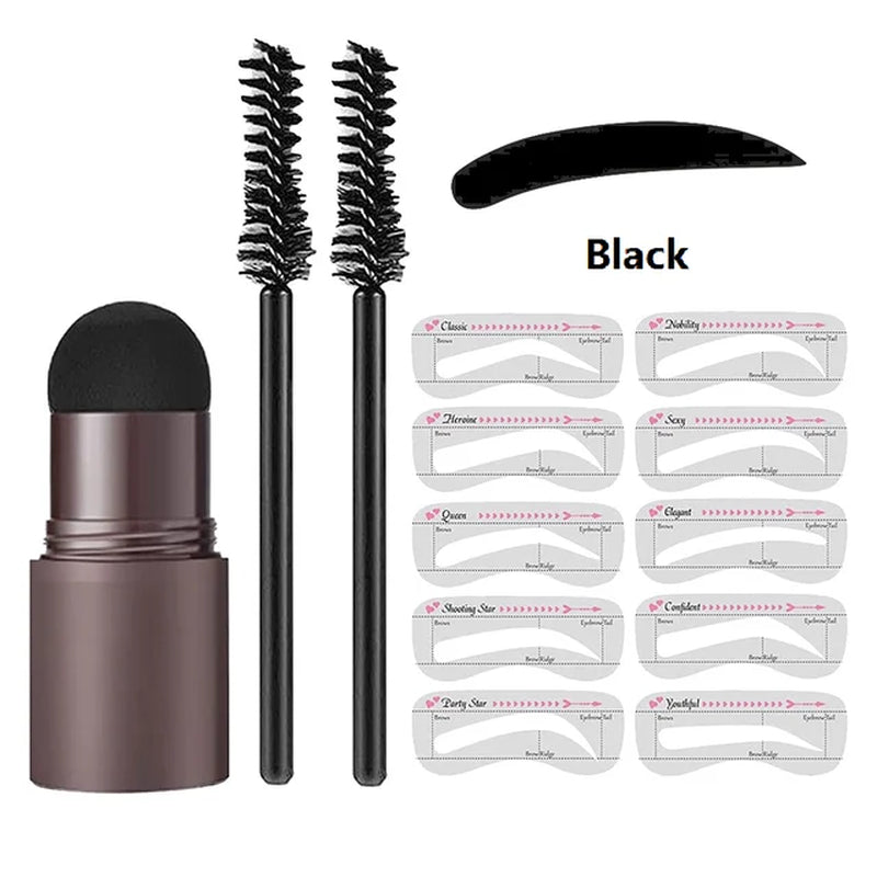 Augenbrauen-Stempel-Styling-Set für perfekte Brauen mit Schablonen und Puder, natürlicher Look, tägliche Anwendung | Sansoti