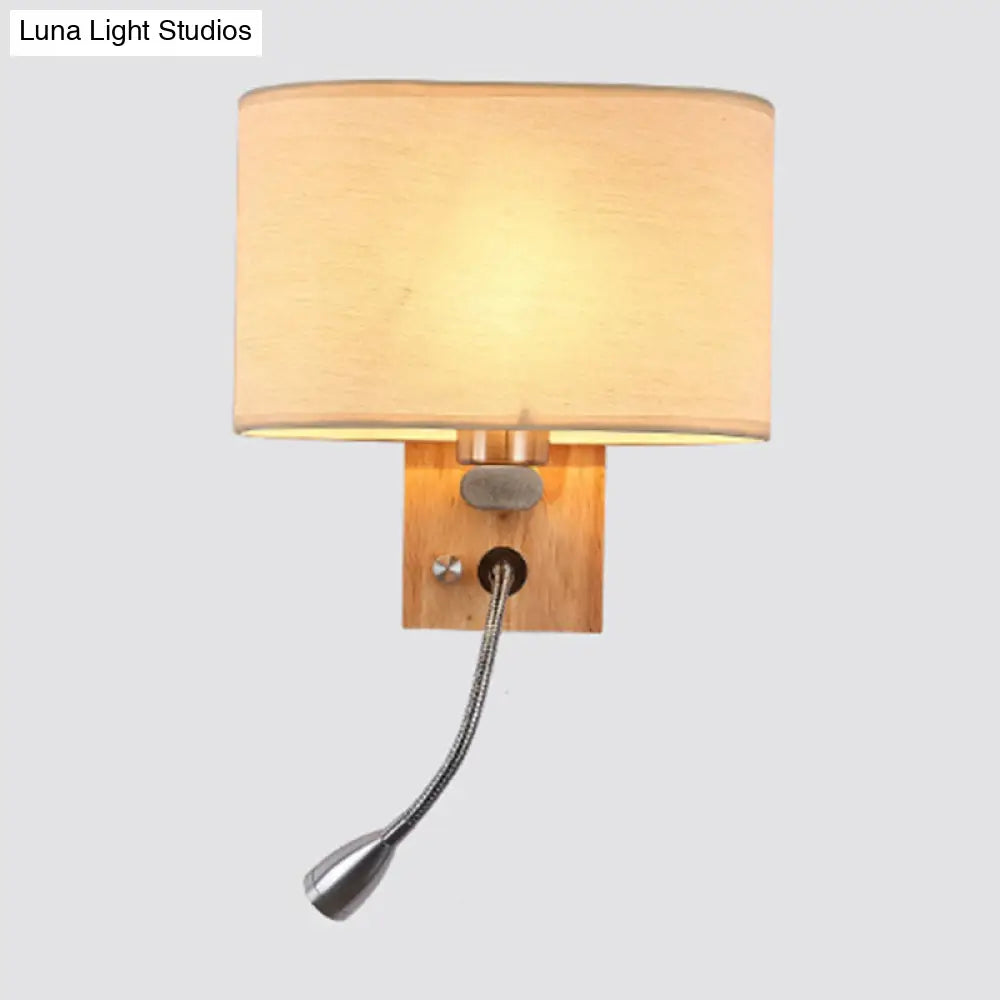 Adjustable Wall Lamp Reading Light with Fabric Shade Beige Champagne Metal for Bedroom Bedside Table E26 E27 | Sansoti