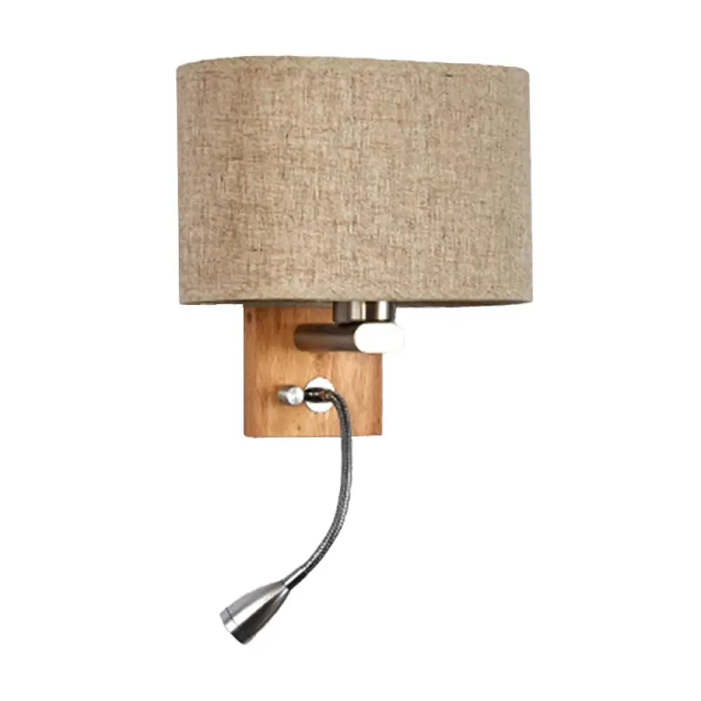 Adjustable Wall Lamp Reading Light with Fabric Shade Beige Champagne Metal for Bedroom Bedside Table E26 E27 | Sansoti
