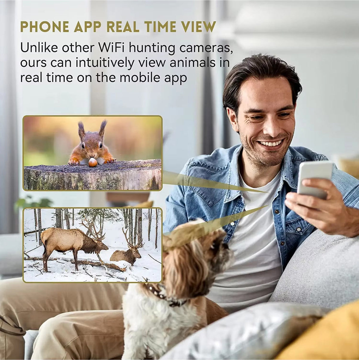 Wildkamera mit WLAN-Streaming, 20MP, 1080P, Nachtsicht, Bewegungserkennung, wasserdicht nach IP65, Naturbeobachtung | Sansoti