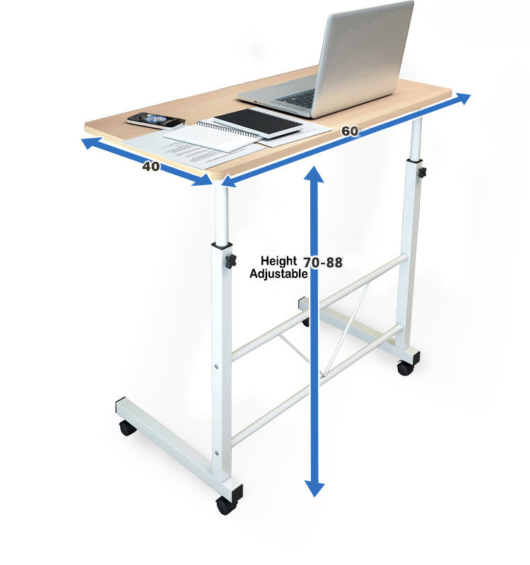 Tablette pour Ordinateur Portable Réglable sur Roulettes Blanc Acier Bois Hauteur Ajustable Table d'Appoint Canapé | Sansoti
