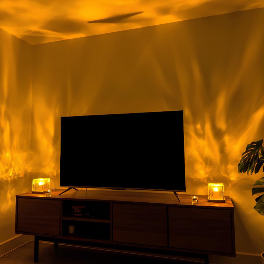 Lampe cube prisme LED bois acrylique 16 couleurs USB éclairage d'ambiance salon chambre effet aurore boréale veilleuse décoration | Sansoti