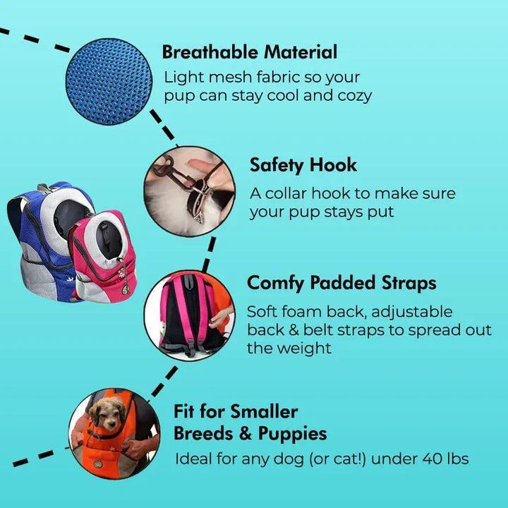 Dog Carrier Backpack Breathable Mesh for Small to Medium-Sized Dogs Travel Cycling Hiking Outdoors | Sansoti
