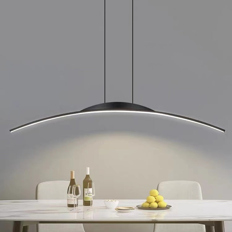 Suspension Métal Courbé LED Dimmable Télécommande Linéaire Forme d’Arc Moderne Intérieur Bureau 100cm | Sansoti