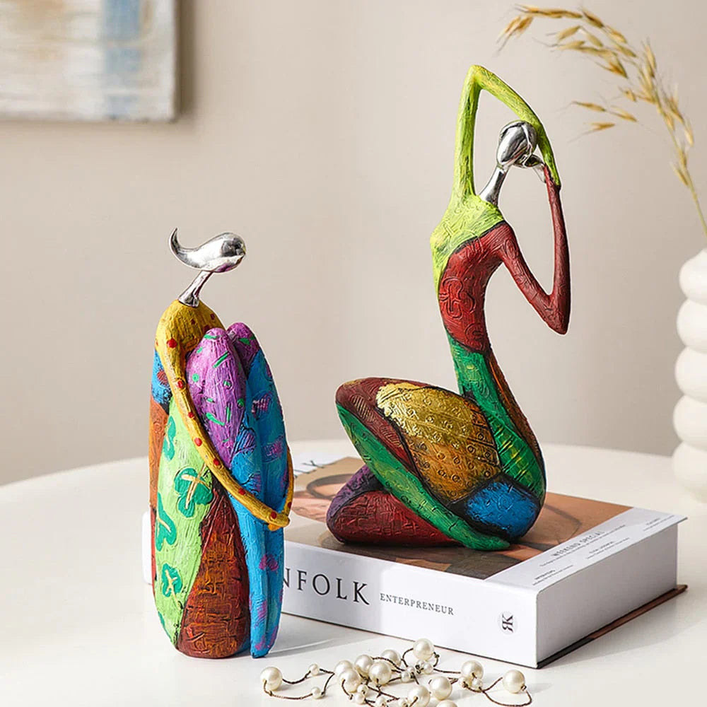 Handgemaakte Abstracte Vrouwenbeelden in Felle Kleuren – Elegante Harsen Sculpturen voor Woonkamer, Slaapkamer & Werkplek | Moderne Kunstdecoratie | Expressieve Interieurobjecten | Cadeau voor Kunstliefhebbers | Sansoti
