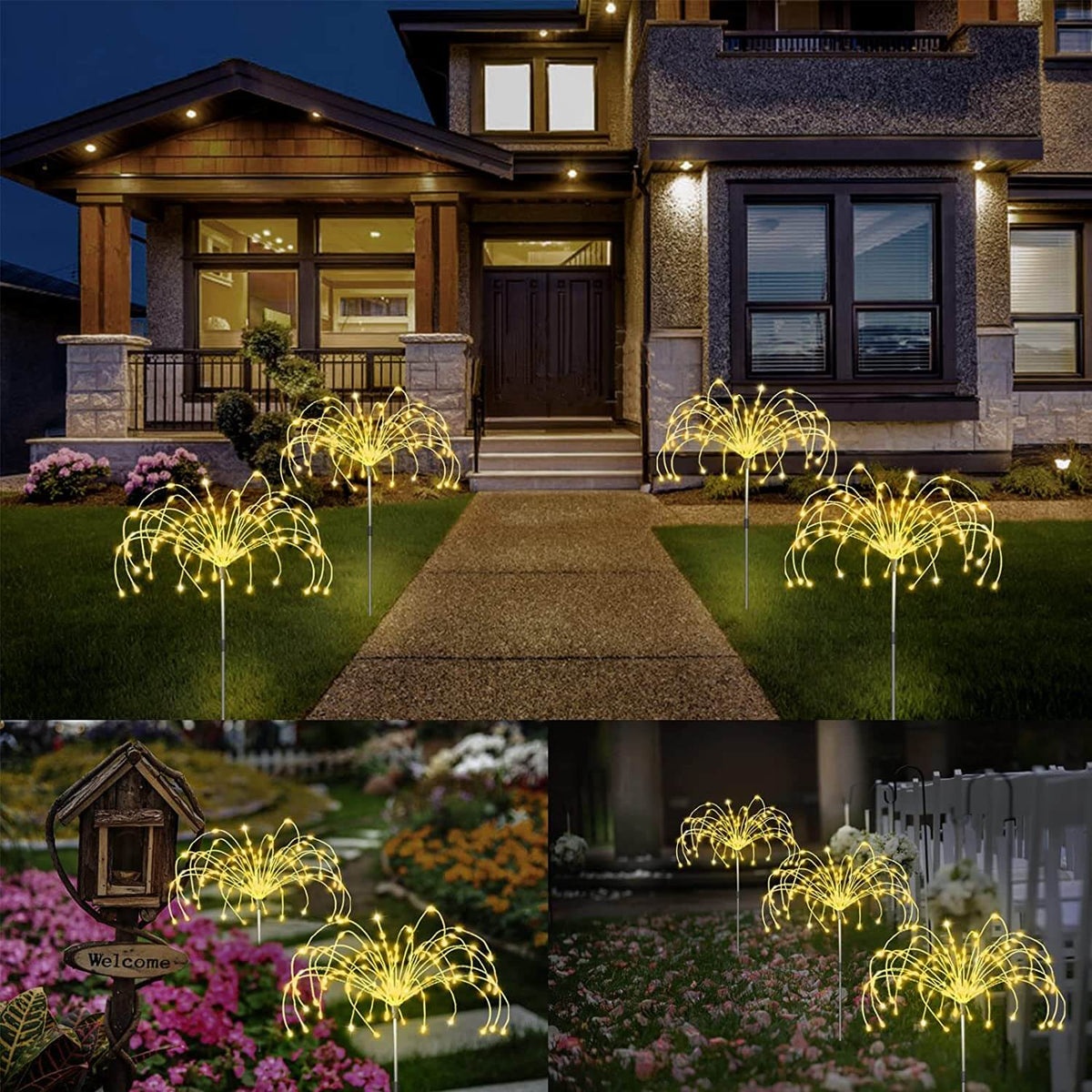 Solar-Feuerwerk Gartenlampe 120 LED | Wasserdicht IP65 | 8 Beleuchtungsmodi | Sansoti