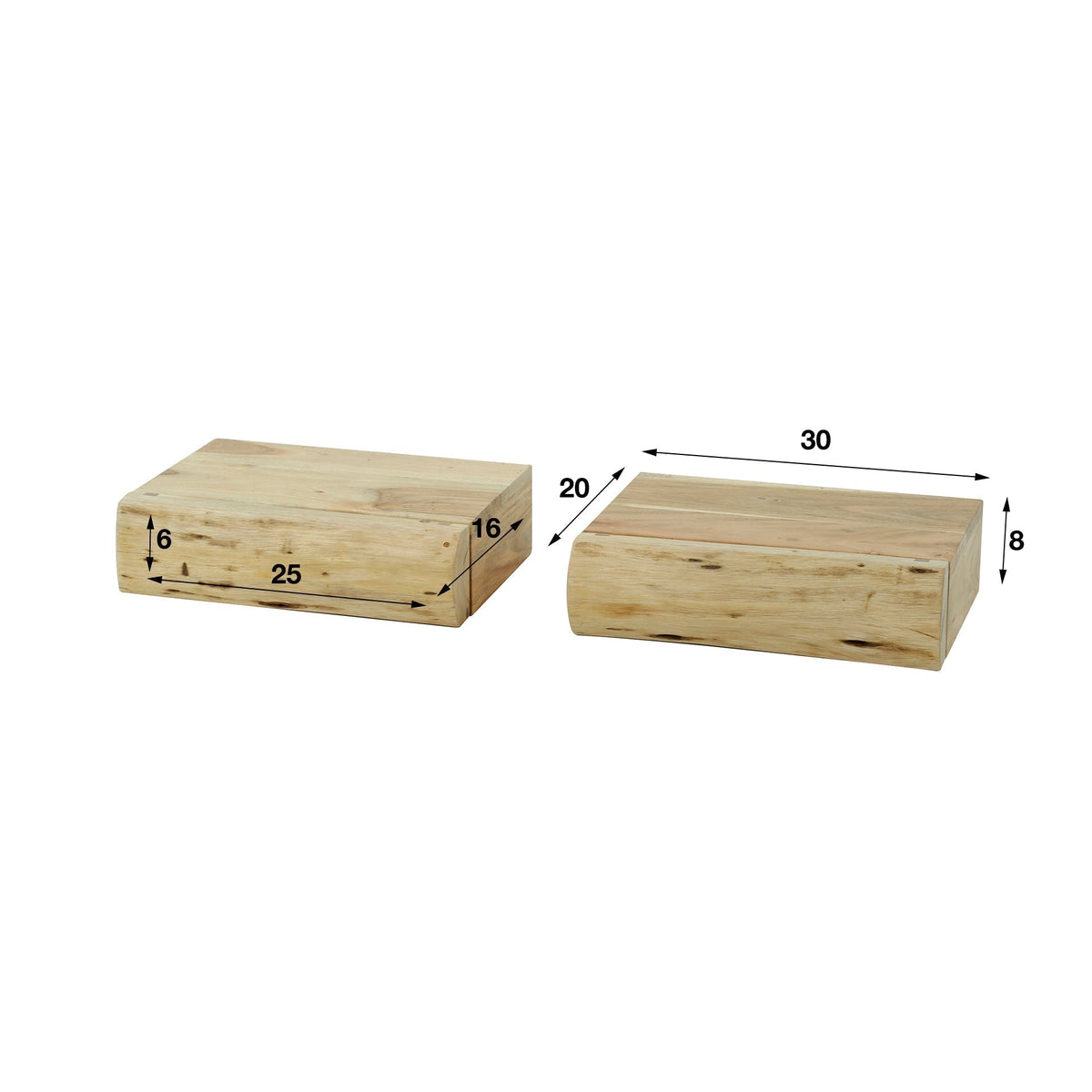 Floating Bedside Table Set of 2 Acacia Wood Wall-Mounted Modern Bedroom Storage Scandinavian Design | Sansoti