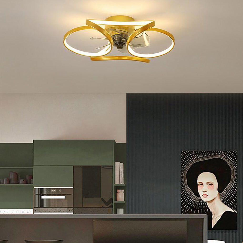 Deckenventilator im Blumendesign mit LED-Beleuchtung, 24 W, dimmbar, Fernbedienung, leise, 3 Geschwindigkeiten | Sansoti