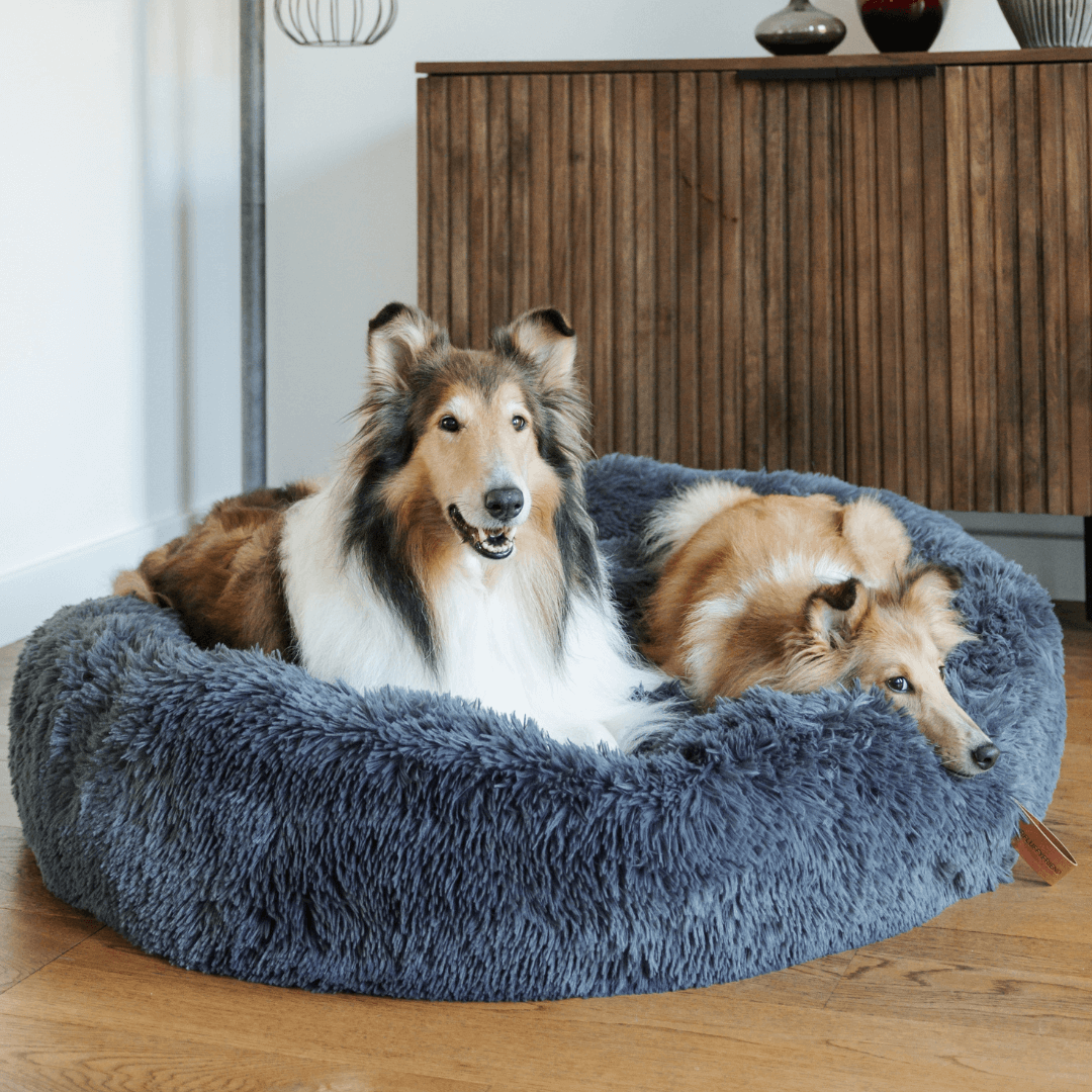 Round Dog Bed Soft Plush Donut Anti-Stress Lounger Pet Resting Sleeping Place Anxiety Reduction Comfort | Sansoti