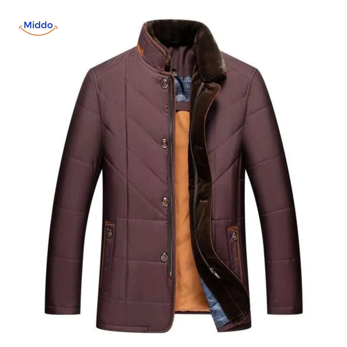 Quilted Men's Jacket Polyester Stand-Up Collar Side Pockets Mid-Season Casual Business Stylish Spring Weather | Sansoti