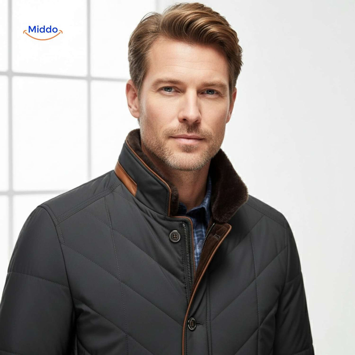 Quilted Men's Jacket Polyester Stand-Up Collar Side Pockets Mid-Season Casual Business Stylish Spring Weather | Sansoti
