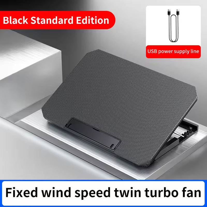 Laptopständer mit zwei Lüftern zur Kühlung, 12-17 Zoll, verstellbar, ergonomisch, USB, Aluminium-Laptophalter | Sansoti