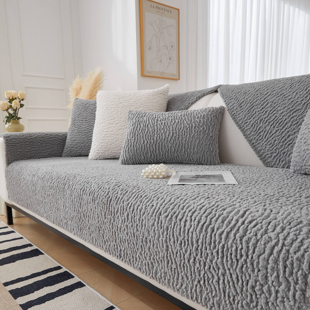 Cream Anti-Scratch Fleece Sofa Cover Soft Protection for Sofa Washable Pets Sofa Cover Living Room | Sansoti