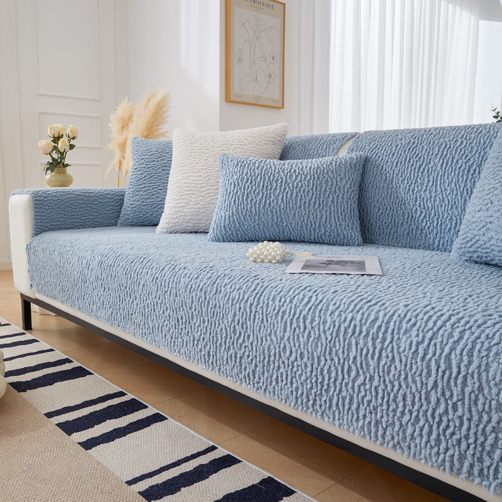 Cream Anti-Scratch Fleece Sofa Cover Soft Protection for Sofa Washable Pets Sofa Cover Living Room | Sansoti