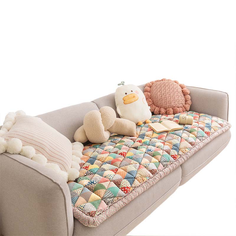 Cotton sofa cover with quilted protective layer 60x180cm non-slip furniture protector seat covers in various colors | Sansoti
