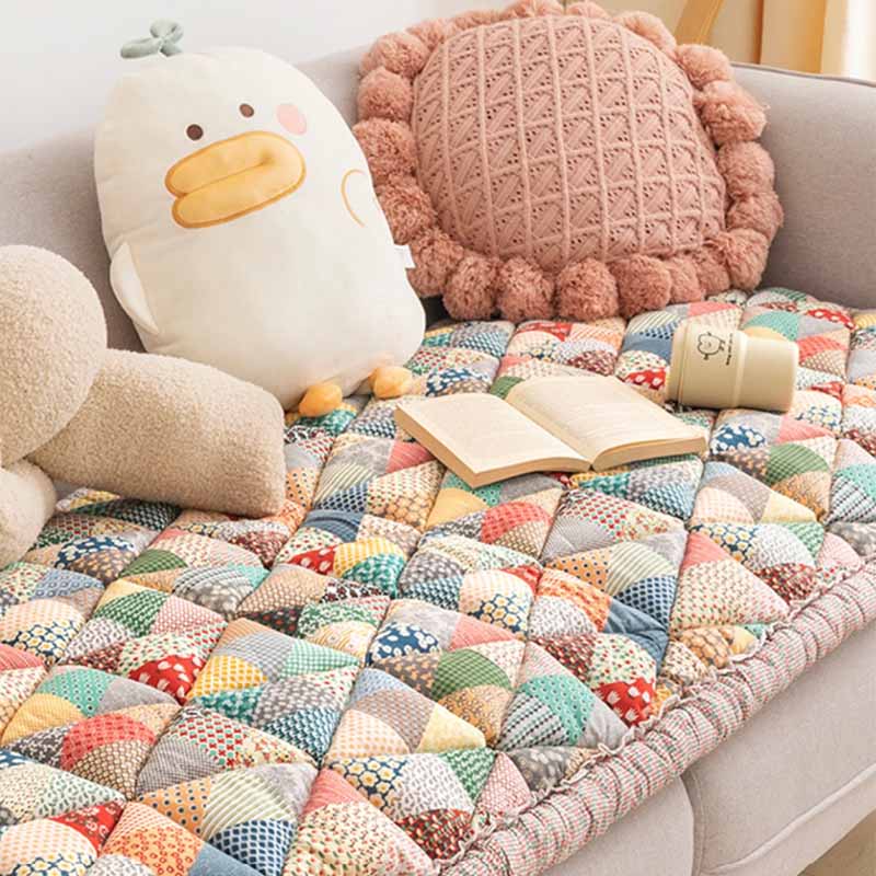 Cotton sofa cover with quilted protective layer 60x180cm non-slip furniture protector seat covers in various colors | Sansoti