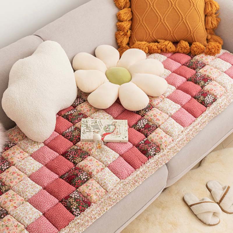 Cotton sofa cover with quilted protective layer 60x180cm non-slip furniture protector seat covers in various colors | Sansoti